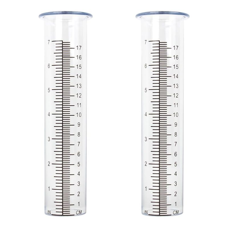 

AEE2-2Pcs Plastic Rain Gauge Replacement Tube With 7 Inch Capacity Rain Water Gauge For Garden Yard Outdoor прозрачный