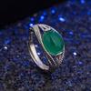 Wosikate Vintage Green Agate Fashion Ring For Women   Copper Jewellery Open Size Finger Ring