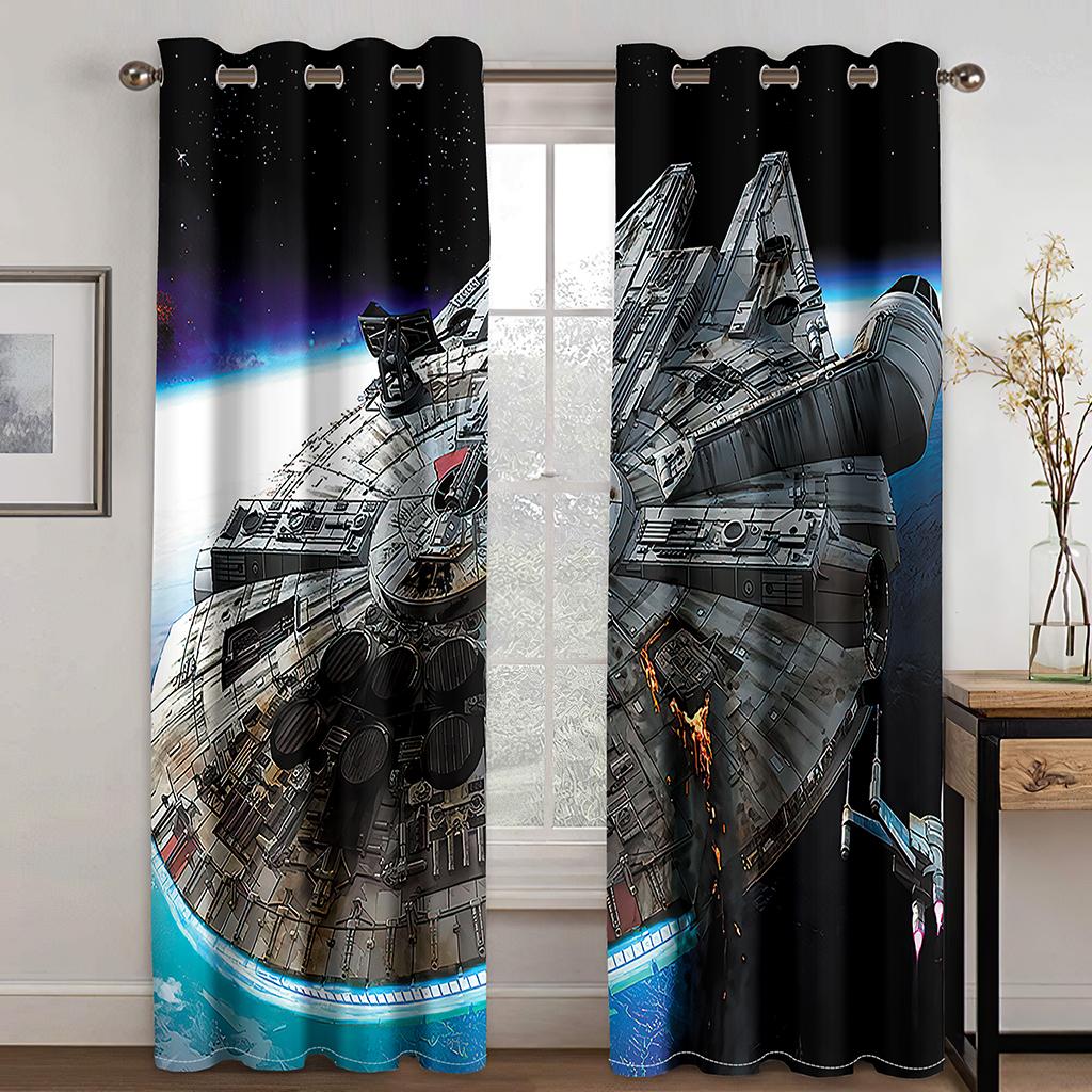 Universe Space Capsule Spaceship Astronaut Technology Thin Window Curtains for Living Room Bedroom Decor 2 Pieces Free Shipping