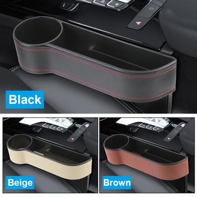 Universal Leather Car Seat Gap Storage Box Seat Gap Slit Box With Charging Hole Car Organizer