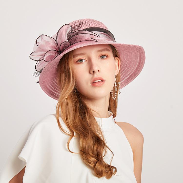 Summer Hats for Women Organza Flower Mesh Sunshade Hat Vacation Beach Hat Wide Brimmed Sun Hat Sun Protection Sombreros De Mujer