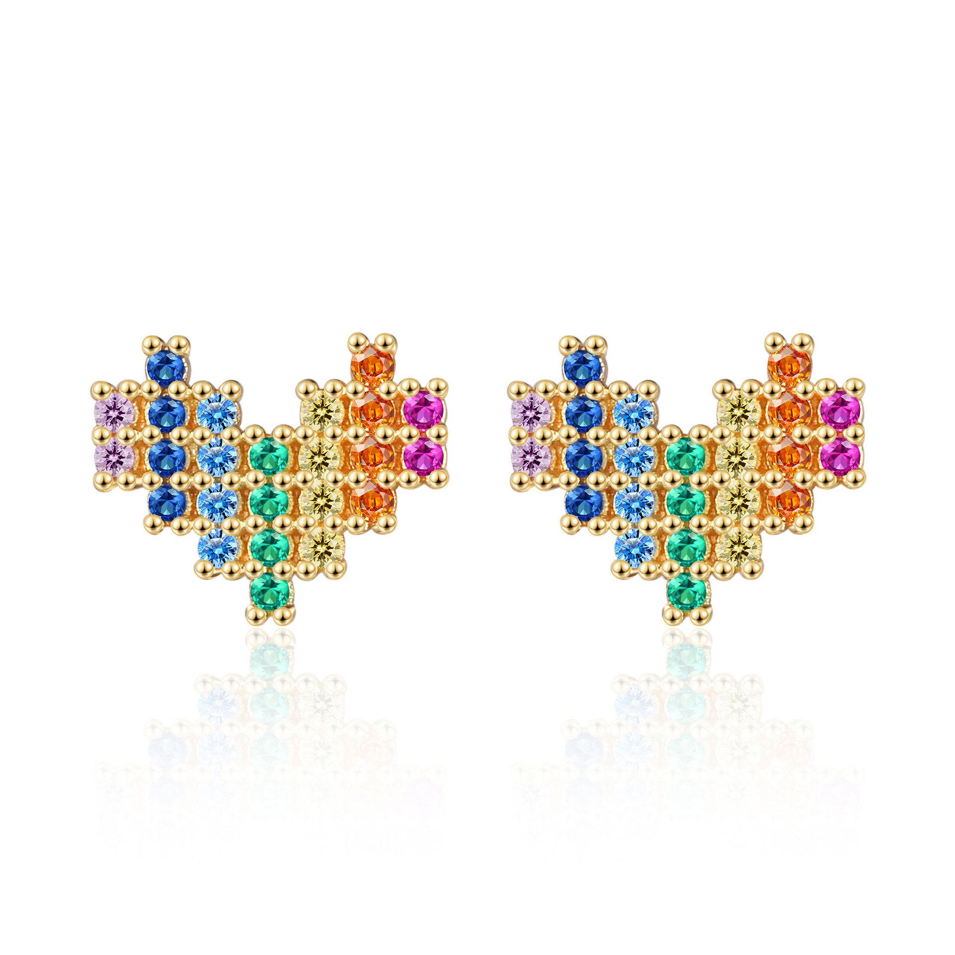 

Новые модные серьги в форме сердца из циркония с радужной инкрустацией для женщин, изысканная легкая роскошная цепочка в форме сердца для ключицы