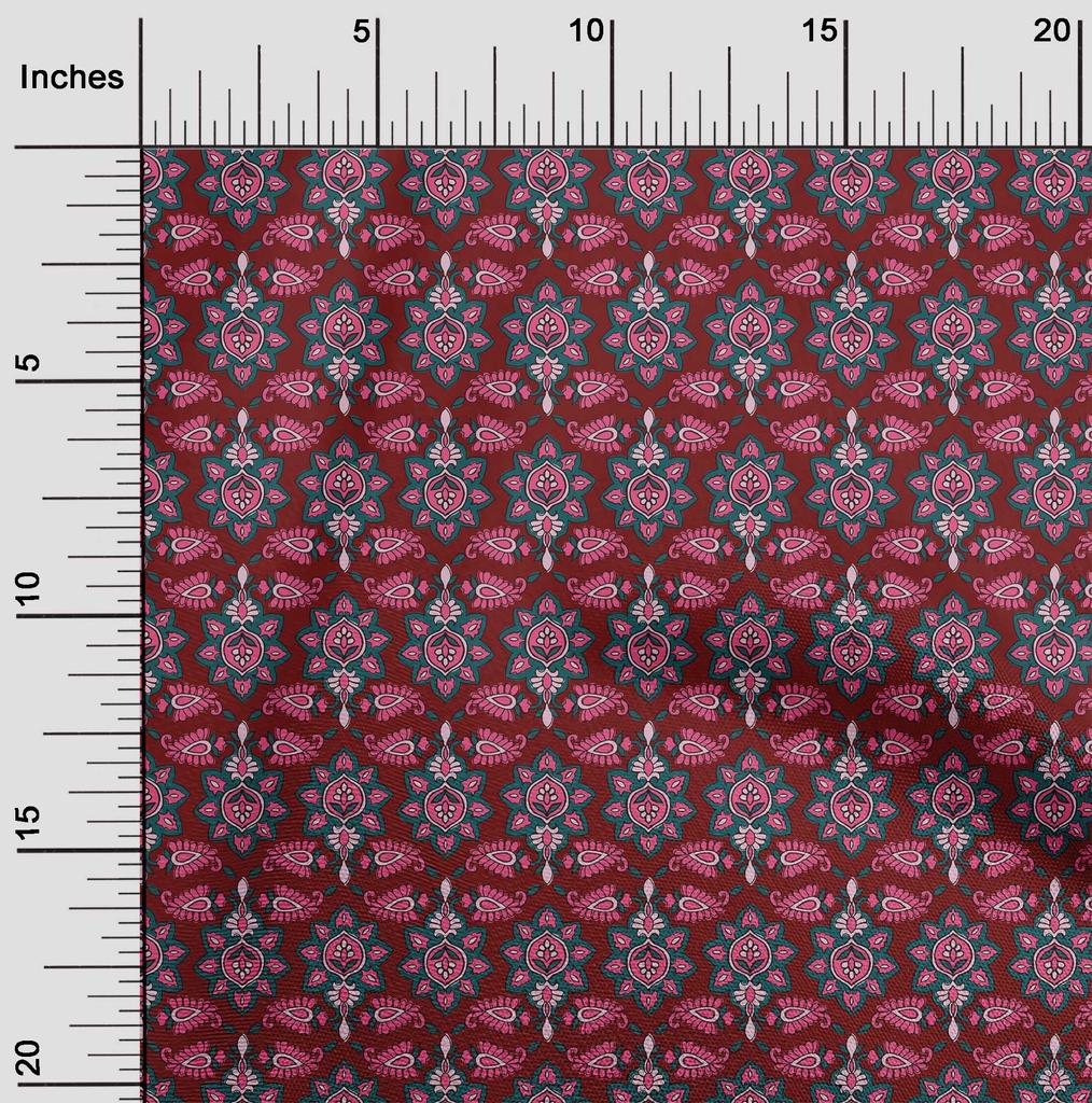 oneOone Cotton Flex Fabric Floral & Paisley Block Print Sewing Fabric BTY 40 Inch