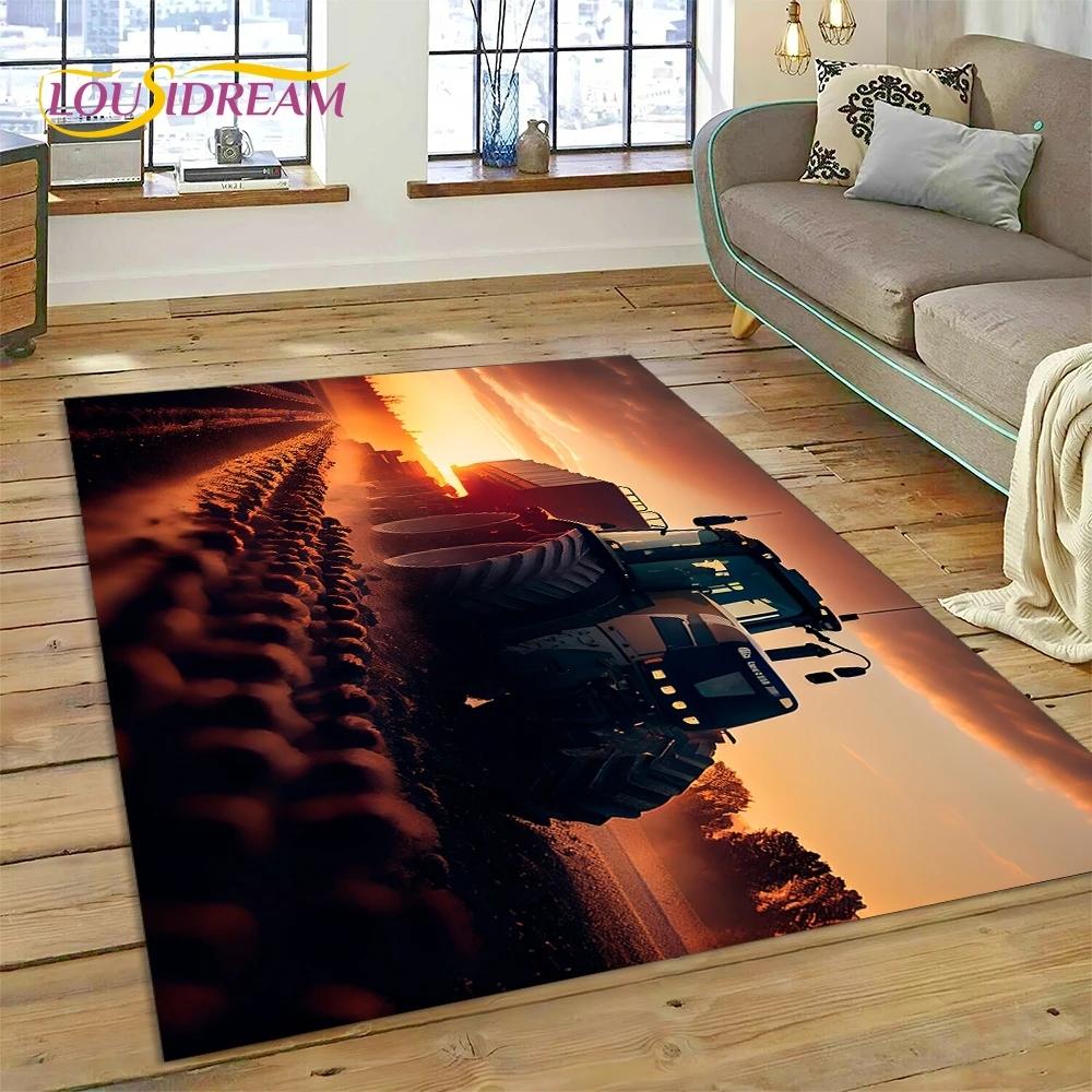 Retro Tractor Car 3D Truck Rug Carpet for Living Room Bedroom Home Decor,Floor Mat Non-slip Decoration for Sofa Doormat Kid Gift