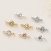 10Pcs 14/18K Gold Color Plated 2 Holes with Zircon Connect Charms Pendants for DIY Bracelet Necklace Jewelry Making Accessories