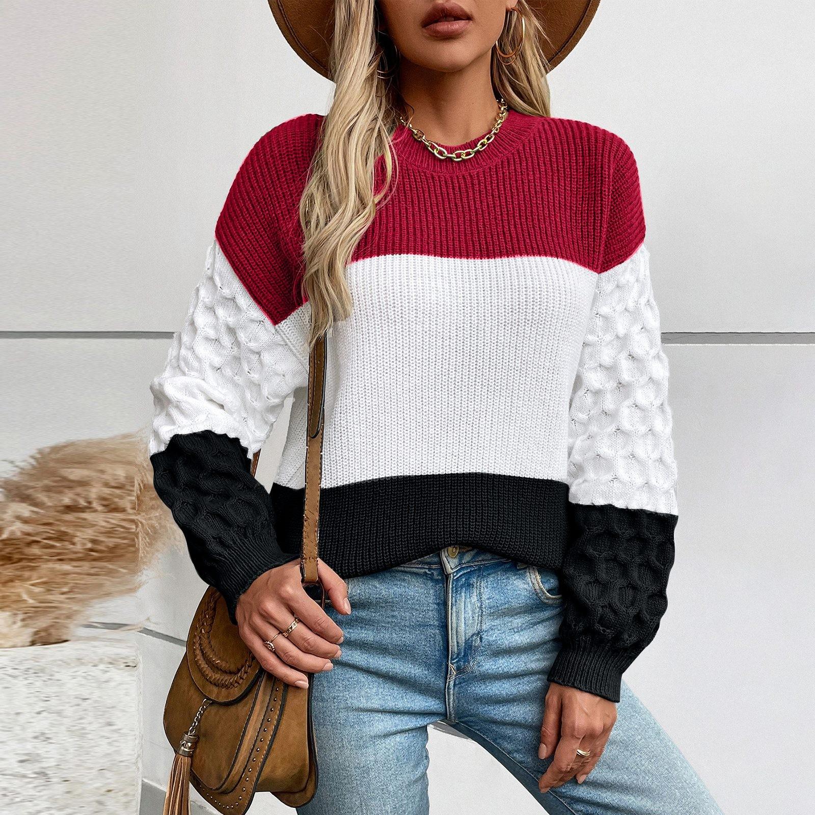 Женский повседневный модный вязаный свитер с длинными рукавами S