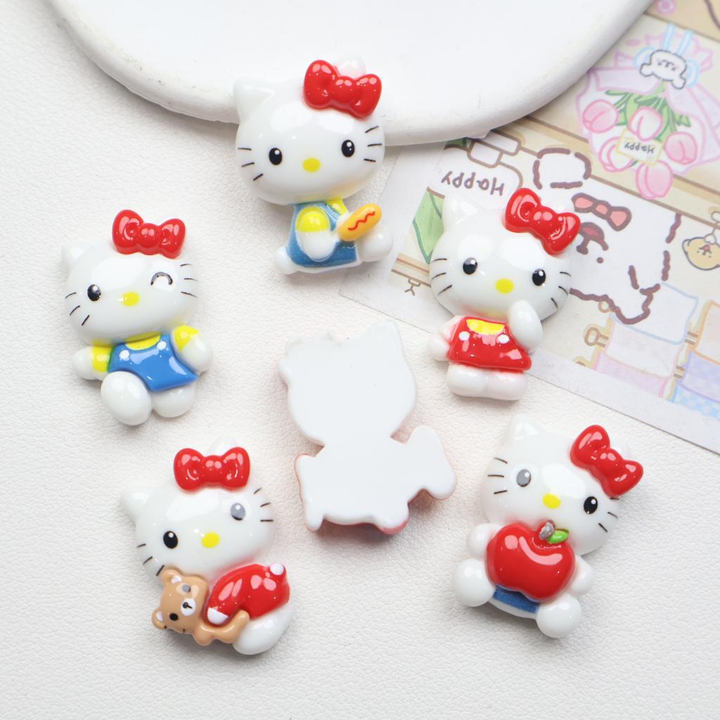 24/120PCS Cartoon DIY Accessories Apple Kitten DIY Resin Accessories Phone Case Hair Clip Keychain Pendant Accessories