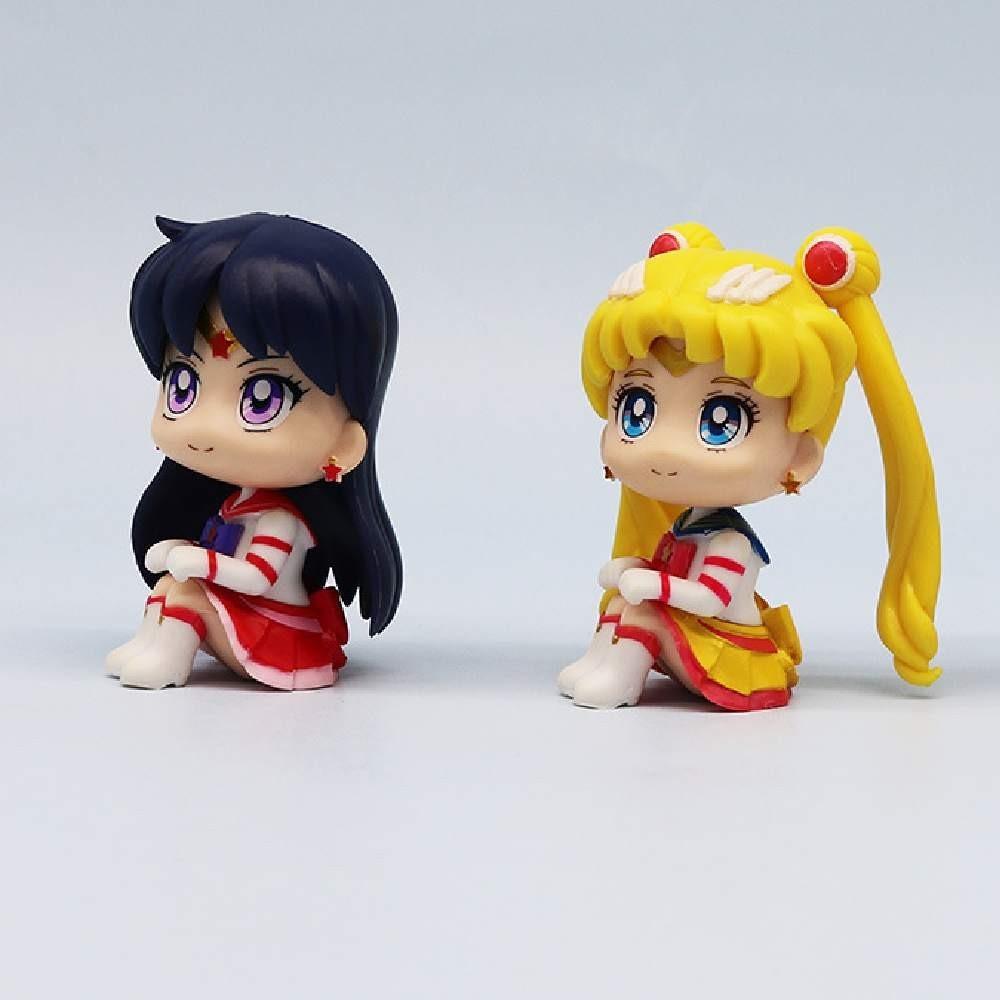 Adorable Q Version Sailor Moon Pvc Cartoon Doll Set Perfect For Car Decoration Gifts