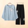 New Chinese Style Embroidered Two-Piece Set for Mid-Aged Women