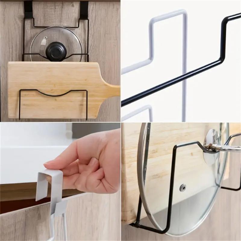 Portable Wall Mounted Pot Cover Rack Suspension No Punching Required Lid Rack Space-Saving Storage Rack Kitchen Organization