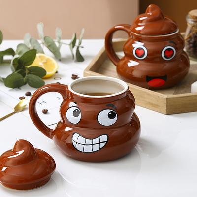 Tea Coffee Cup Multifunctional  Naughty Prank Poop Ceramics Mug with Spoon Multi-Purpose Water Drinking Cup for Women Men
