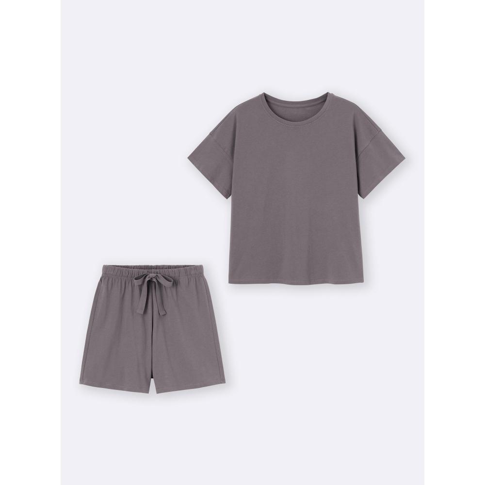 

Gu By Uniqlo Хлопковый цветной домашний комплект с коротким рукавом + Os 06 GRAY/XS