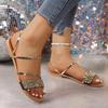 Summer women's sequined flat bottomed comfortable slippers