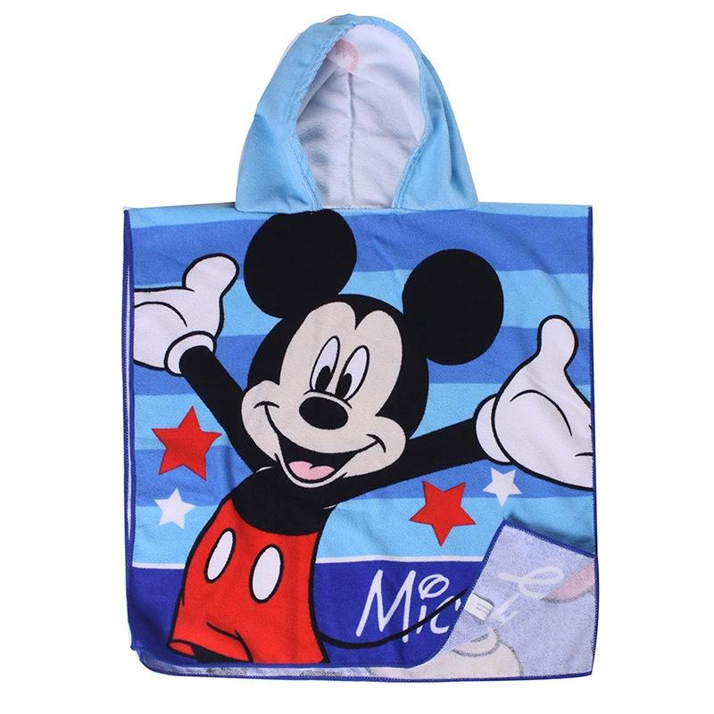 Sommer-Mikrofaser-Badeponcho mit Aufdruck für Kinder, Badetuch mit Kapuze, das nicht fusselt oder ausbleicht, Alter 2-10