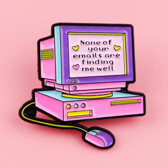 Women Brooch Cartoon Computer Design Zinc Alloy Brooch Pin Bag Sweater Suit Lapel Decorative Enamel Badge Outfit Accessory