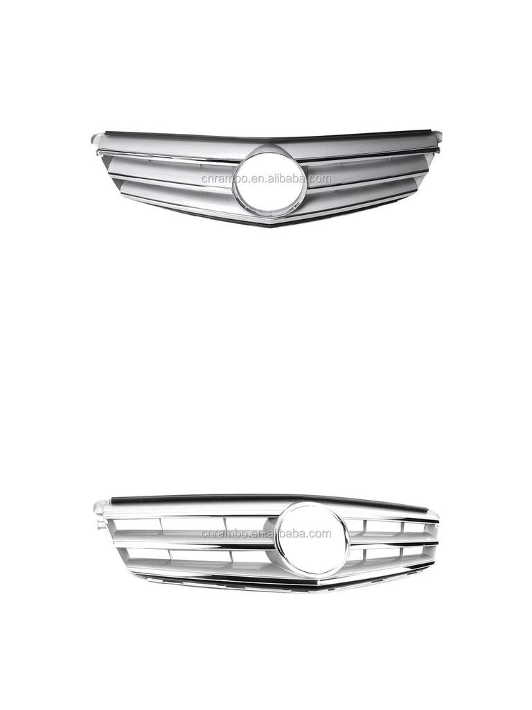 Silver Front Hood Grille Assembly for 2009-2014 Mercedes-Benz C-Class W204