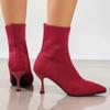 Women Elastic Sock Boots Autumn Winter Stiletto High Heels Knitted Ankle Boots Woman Slip-On Pointed Toe High-heeled Botas Mujer