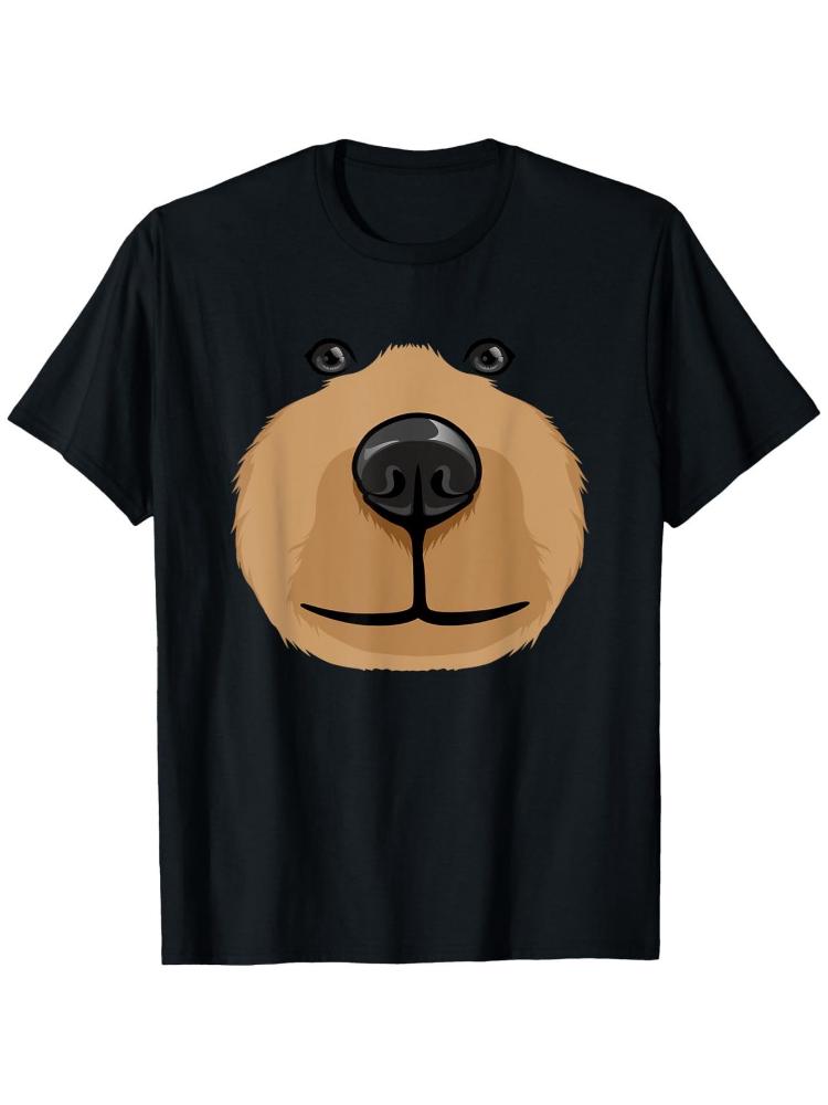 ute Cartoon Bear Face pattern design -100% cotton summer O-neck short sleeve casual printed men's T-shirt.