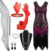 Hot Sale Vintage Sequins Tassel Dress Prom Evening Dress Accessories Set