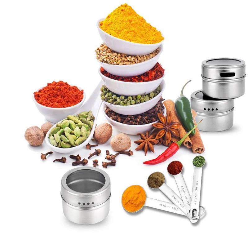 1PC-Magnetic Spice Jar Set Stainless Steel Spice Tins Spice Storage Container Pepper Seasoning Sprays Tools