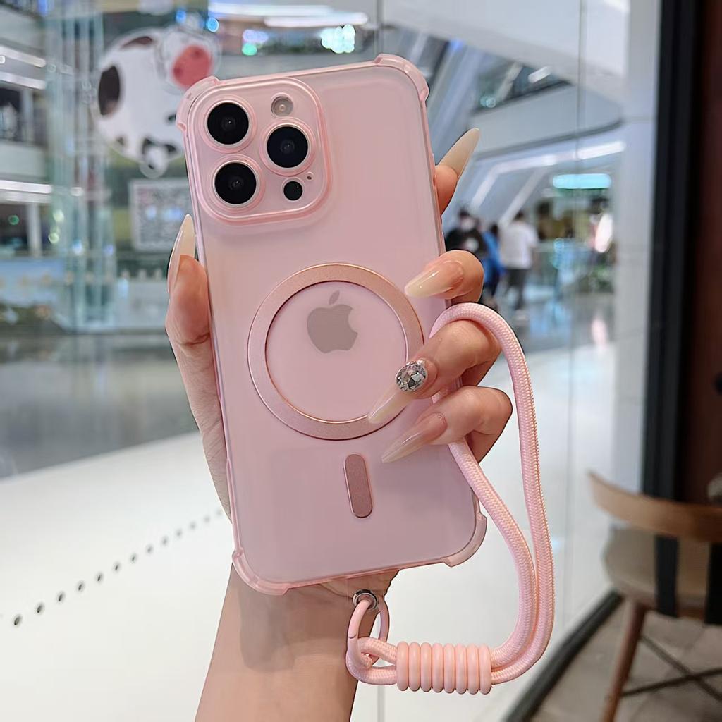Magnetic Wrist Strap Candy Phone Case For Xiaomi 17 Pro Max 12T 13T Pro 12S 12X 13 14 15 Pro Ultra Lanyard Shockproof Soft Cover