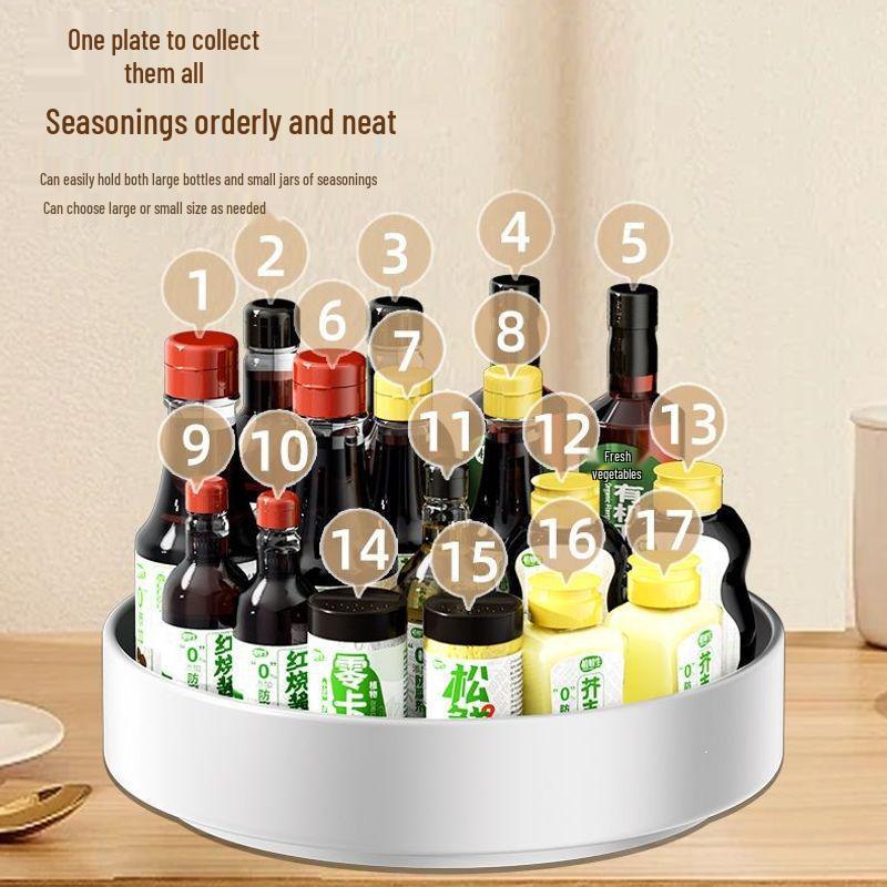 Rotating Kitchen Spice Rack: Stainless Steel Tray for Oil, Salt, Soy Sauce, Vinegar, and Seasonings