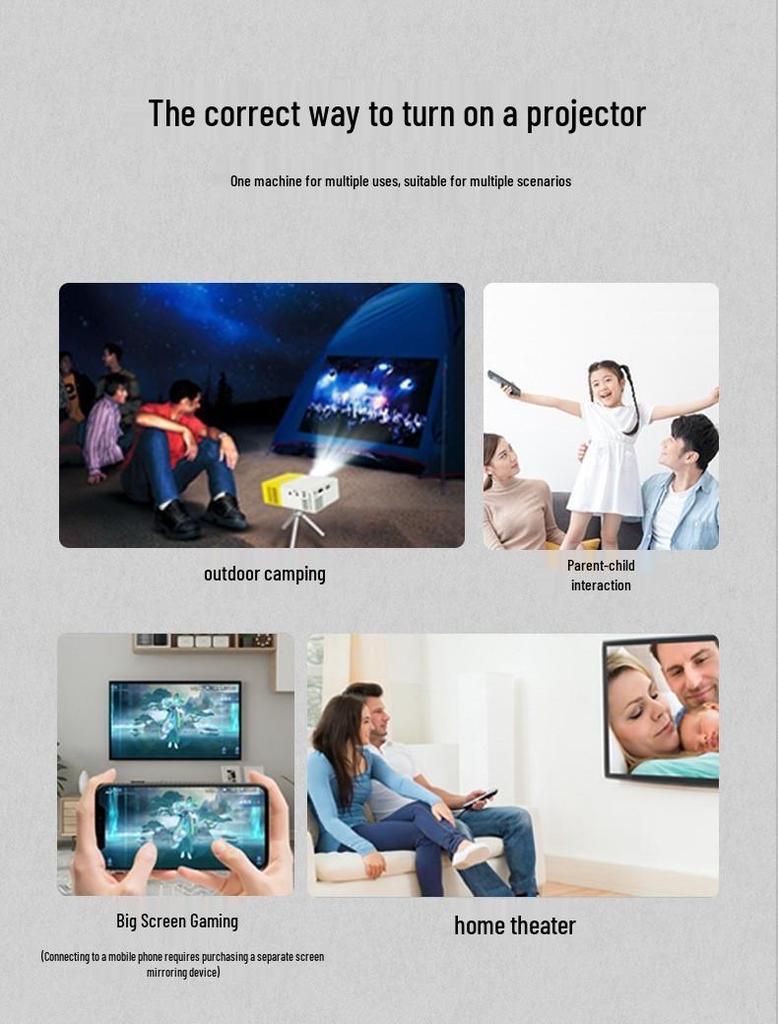 2025 Mini Home Projector with Screen for Mobile Phones, Dorms, Bedrooms, and Students