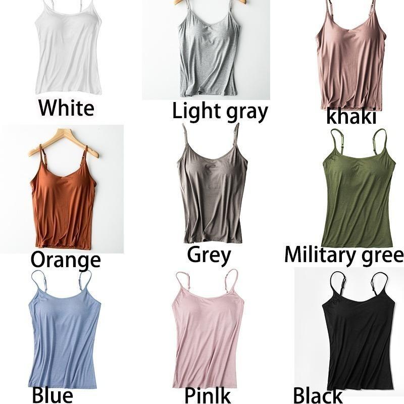 Women's Camisole Tops with Built In Bra Padded Neck Vest Slim Fit Tank Tops Summer Green Black Halter Top