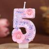 Flower Numbers Birthday Candles Party Cake Decoration One Year Old DIY Handmade Candles 0-9