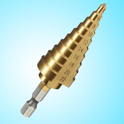 1Pc Hex Titanium Step Cone Drill Bit Hole Cutter 4-22mm HSS Sheet Metal Wood