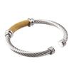 Unisex Titanium Steel C-Shaped Cable Rope Bracelet with Geometric Lines