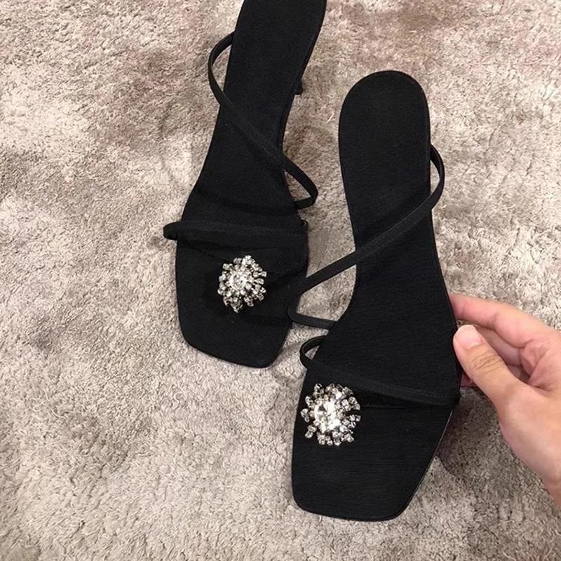 2025 Hot Sale Ladies Shoes Set of Toes Women's Slippers Crystal Dress Slippers Women Summer Solid Best Seller High Heels