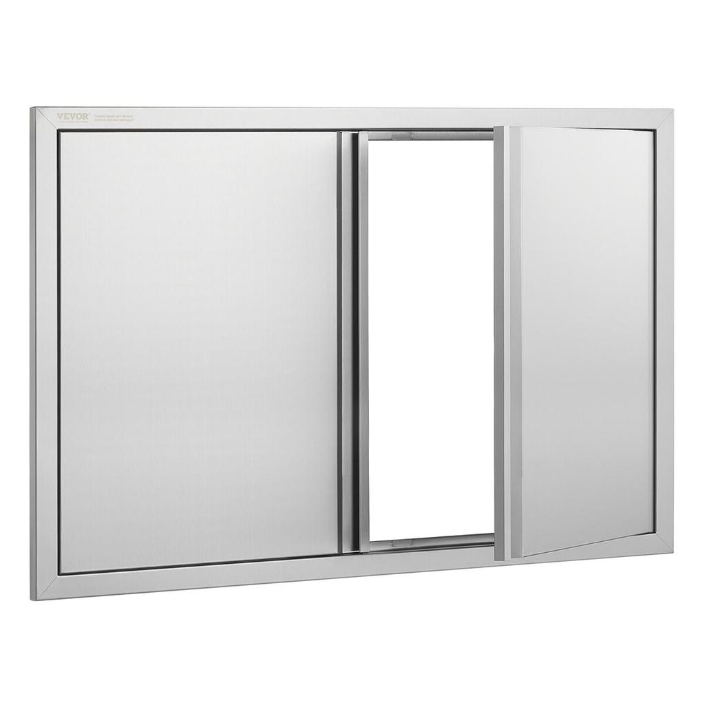 BBQ Access Door, 914x610 Mm Double Outdoor Kitchen Door, Stainless Steel Flush Mount Door, Wall Vertical Door with Recessed Handles , for BBQ Island,