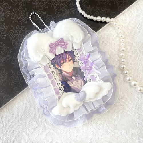 G-Trigger Frill Lace Decorative Trading Card Case, Lavender, Perfect for Oshikatsu Merchandise, Card Case, Card Display, Storage, B8