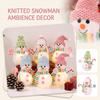 Knitted Snowman Christmas Ornament with LED Light - Candy Cane Night Light for Window Holiday Decor