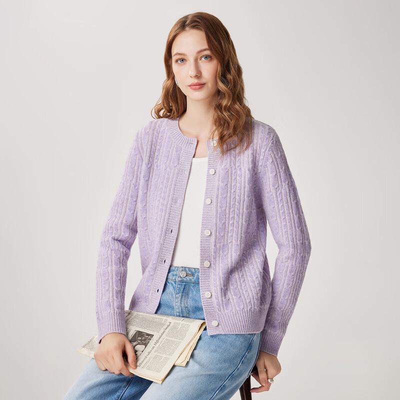 Women's Thickened Round Neck Wool Cardigan