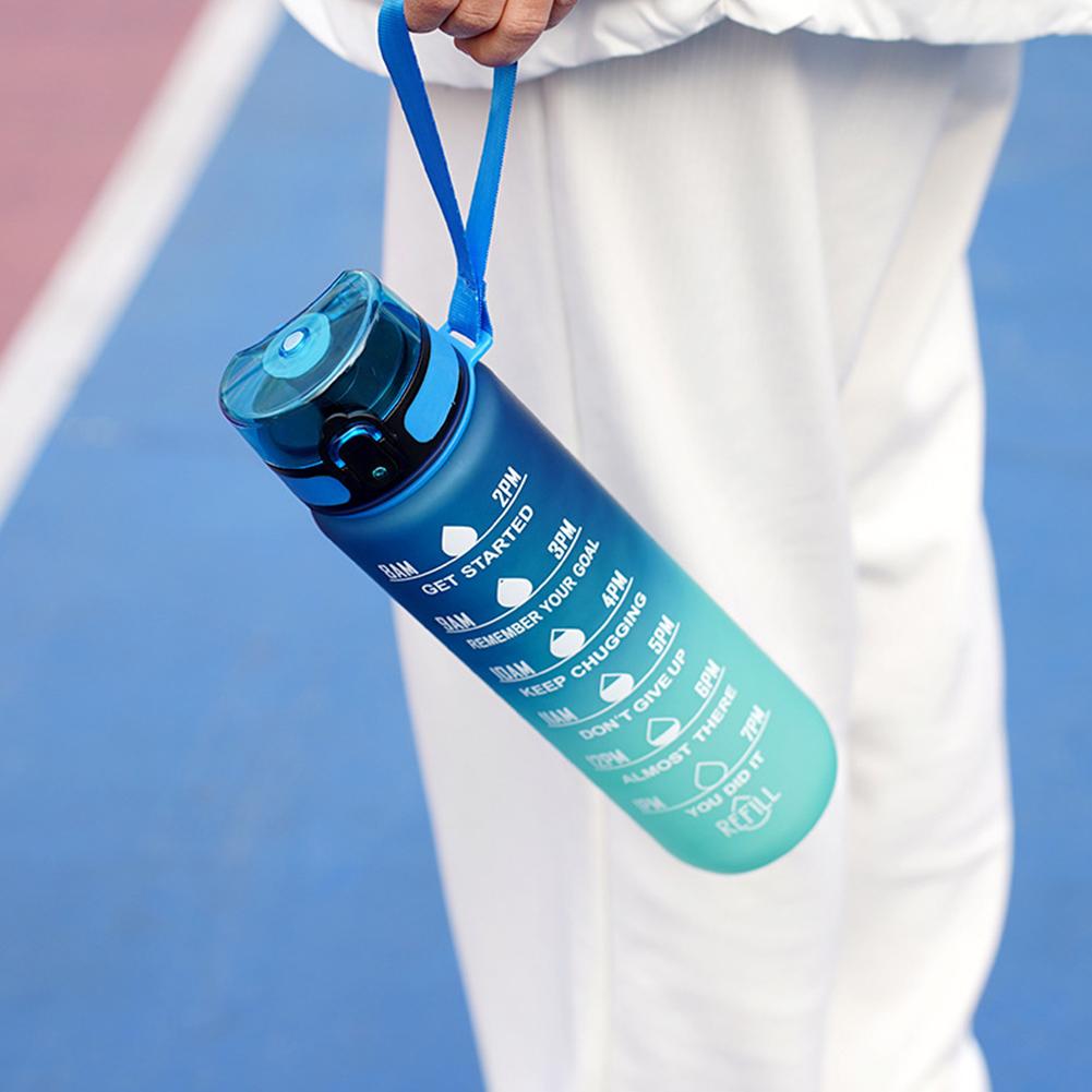 

1000ml Water Bottle with Time Scale Motivational Sport Water Cups Leakproof Drinking Bottles Outdoor Travel Gym Fitness Jugs 1.0L синий