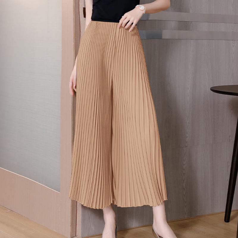 

ZANZEA Женские повседневные укороченные брюки свободного кроя с плиссировкой и эластичной талией 5XL хаки