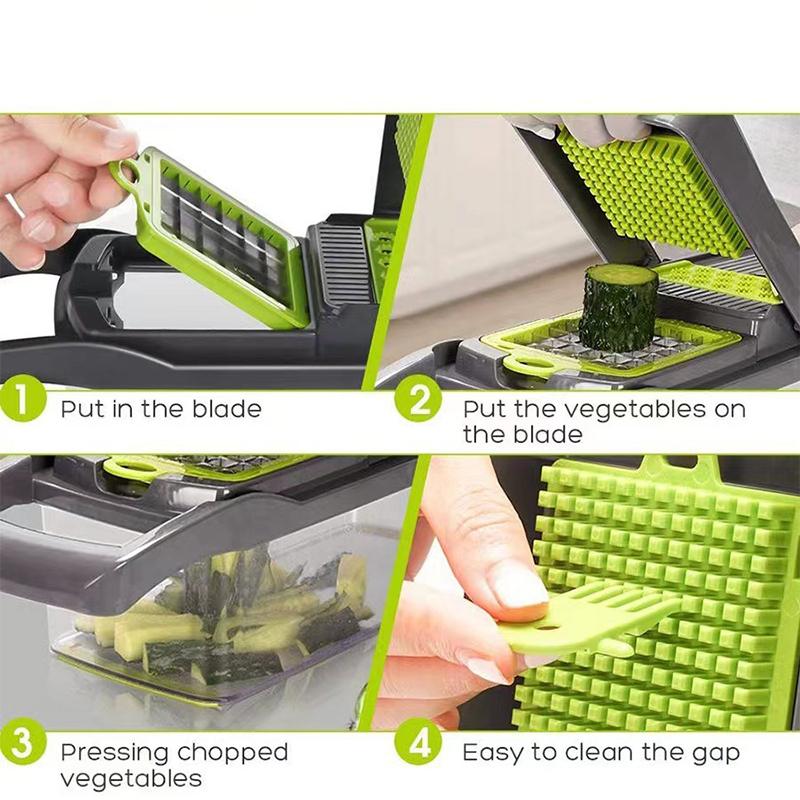 16 in 1 Vegetable Chopper with Handle Kitchen Mandoline Slicer Food Grater Cutter set for Fast Meal Prep and Egg Cutting