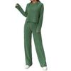 Casual Knitted Long Sleeved Set Women's Hooded Sweatshirt, Loose Pants Two-piece Set