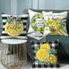 Summer New Style Lemon Small Fresh Printed Pillow Case Simple Sofa Bedside Fruit Linen Waist Pillow