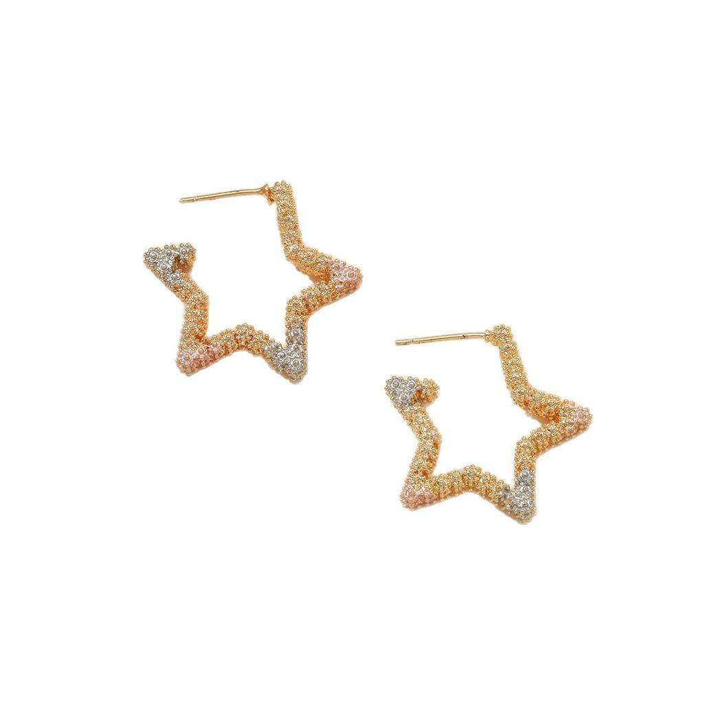 European & American Fashion Five-Pointed Star Stud Earrings: Women's Simple Painted Style Jewelry