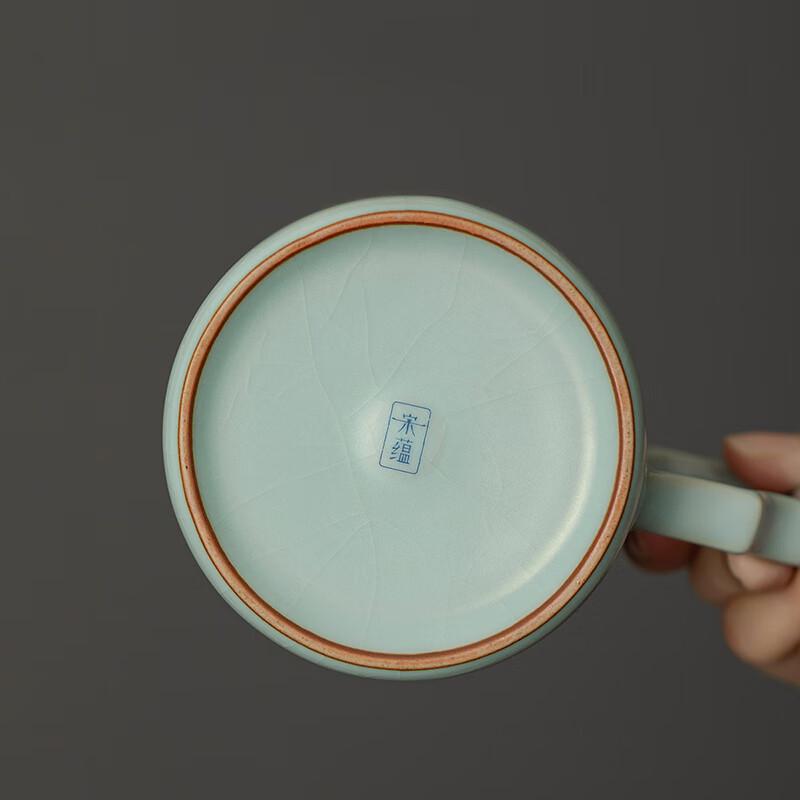 TANGFENG Li Guilian Ru Kiln Ceramic Tea Cup with Infuser Gift Set