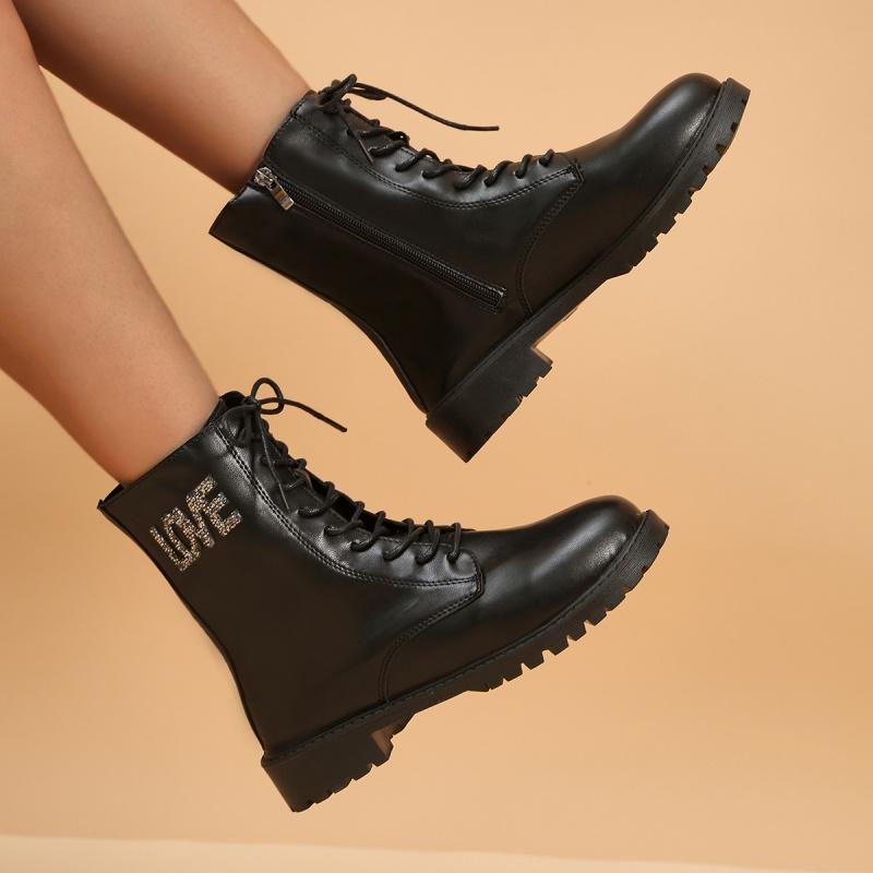 Botas Altas Mujer  New Autumn Low Heel Side Zipper Short Solid Color Round Head Fashion Women Boots