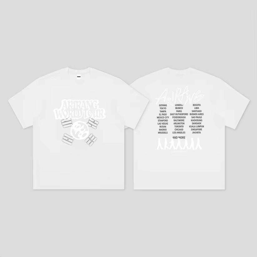 2026 Hot BTS Arirang Album World Tour Unisex Cotton T-shirt Kpop Boy Band 2026 Summer New Men's Women's Oversized Hallyu Fashion Shirt Short Sleeve