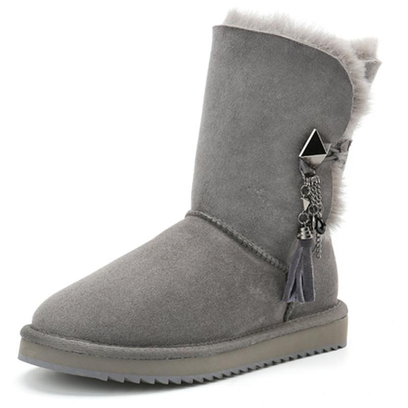 

Сапоги из натуральной овчины с натуральным мехом, новые туфли для женщин, зимние женские сапоги из натурального меха 100% шерсти, фирменные сапоги для женщин 38 серый