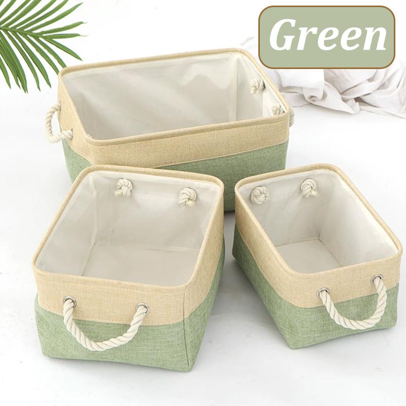 סל אחסון מוצרי בית וצרכים שונים סל מיון קופסת ארגון מתקפלת מבד פשתן הלבשה תחתונה גרביים צעצועים סלי אחסון רב-תכליתיים