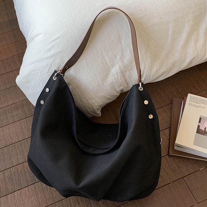 Up To Capacity High-value Canvas Bag Women's New Relaxed Commuter Tote Bag Lazy Wind Single Shoulder Crossbody