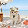 Breathable Sun Protection for Cats Cat Beach Hat, Summer Cap with Ear Holes, Adjustable Pet Gear Hat Small Dogs Outdoor Cute Head Accessory