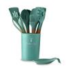 12pcs Green Silicone Kitchen Ware Shovel Spoon Kitchen Tool Spoon Storage Bucket Set
